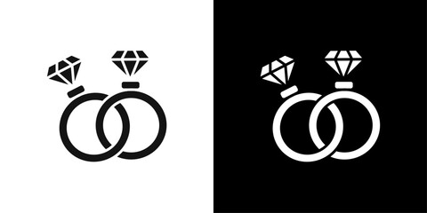 Naklejka premium Couple Ring icon flat line symbol set.