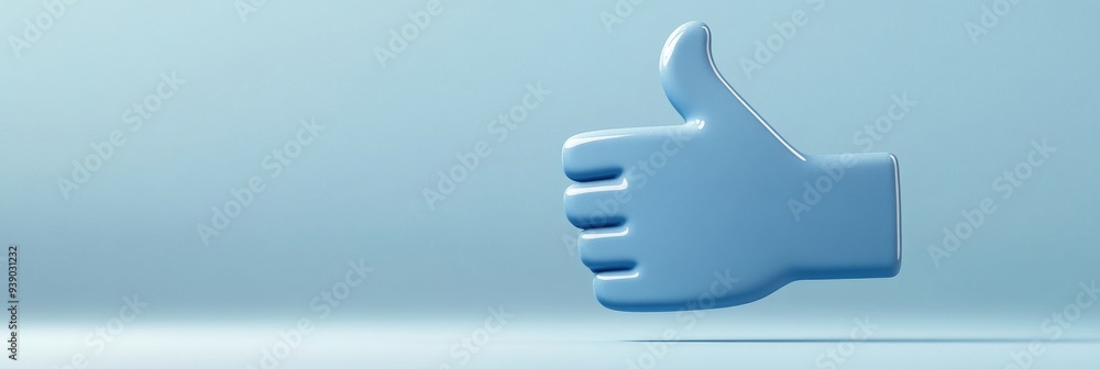 Poster a 3d simple style icon of a thumbs-up sign representing positive feedback and approval in social med