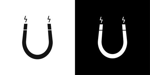 Magnet icon flat line symbol set.