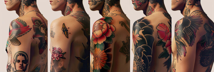 Tattoos and Expression: A person revealing tattoos that reflect their passions and interests, using their body as a form of self-expression.