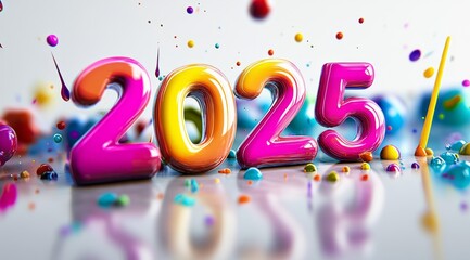 Colorful 3D Text for New Year 2025