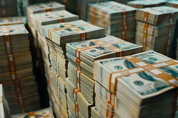 Fototapeta premium Bündel von US-Dollarnoten, Nahaufnahme