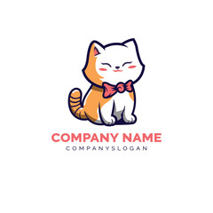 cute cat logo design, vector logo design, illustration 