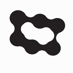 metaball art design on white background, dog bone isolated on white