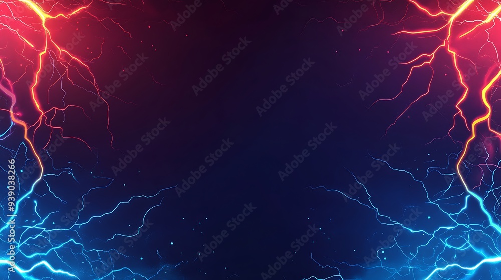 Poster a vibrant, dynamic lightning background with a dark, open area for text