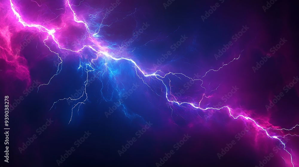 Poster a vibrant, dynamic lightning background with a dark, open area for text