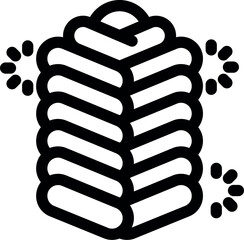 Simple icon of a stack of towels is surrounded by sparkling clean symbols