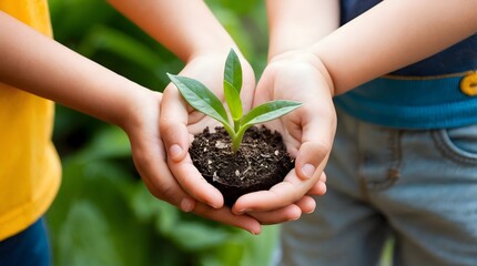Hand Holding Plant with Sunrise Background: Embracing Nature’s New Day