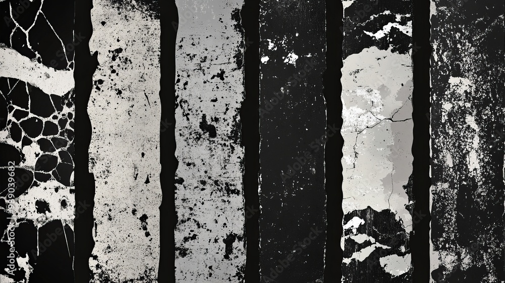 Poster set of grunge textures with a distressed effect includes a grunge background with a vector textured 