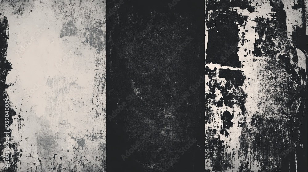 Poster set of grunge textures with a distressed effect includes a grunge background with a vector textured 