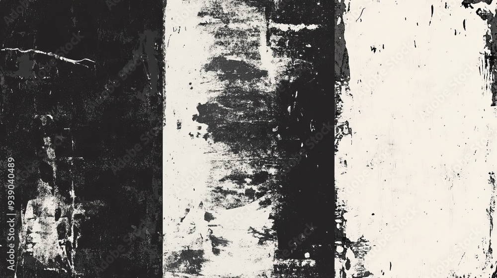 Poster set of grunge textures with a distressed effect includes a grunge background with a vector textured 
