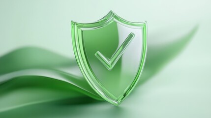 A green shield with a check mark on it