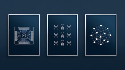 Three frames showcasing circuit board, robots, and connected dots. Suitable for technology, robotics, innovation presentations, and futuristic designs.