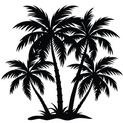 Palm tree silhouette illustration black vector palm trees on white background