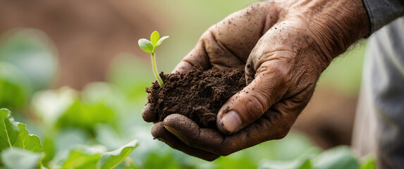 Expert hand of farmer checking soil health before growth a seed of vegetable or plant seedling, Business or ecology concept, analyze complex data sets in real-time, with a digital interface overlaid o