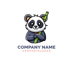 cute panda logo design, vector logo design, illustration