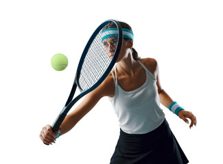 Woman hitting a tennis backhand