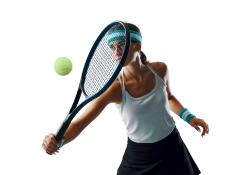 Woman hitting a tennis backhand - Powered by Adobe