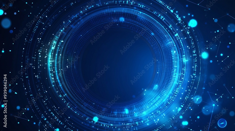 Poster vector abstract blue background with a geometric shapes frame features a circular ornament pattern m