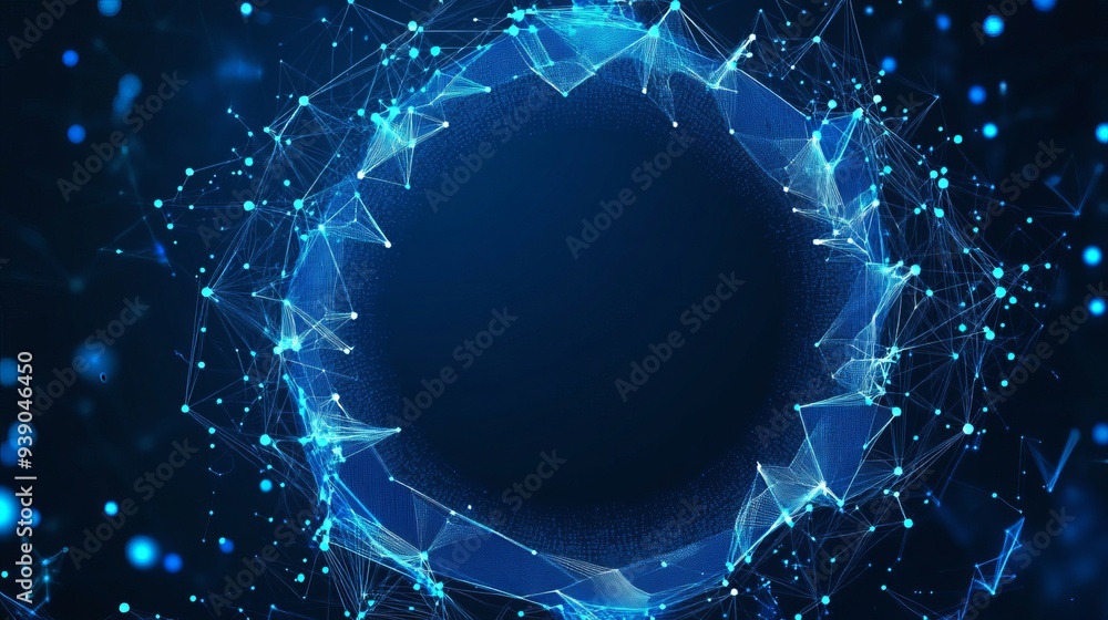 Poster vector abstract blue background with a geometric shapes frame features a circular ornament pattern m