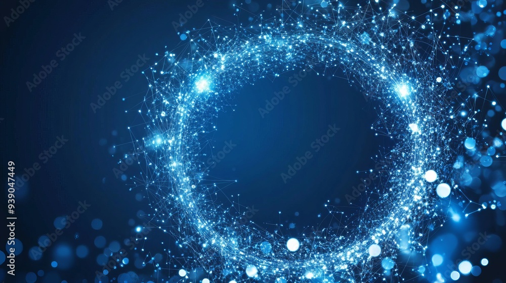 Poster vector abstract blue background with a geometric shapes frame features a circular ornament pattern m