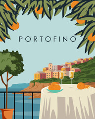Portofino travel poster © Kristina Bilous