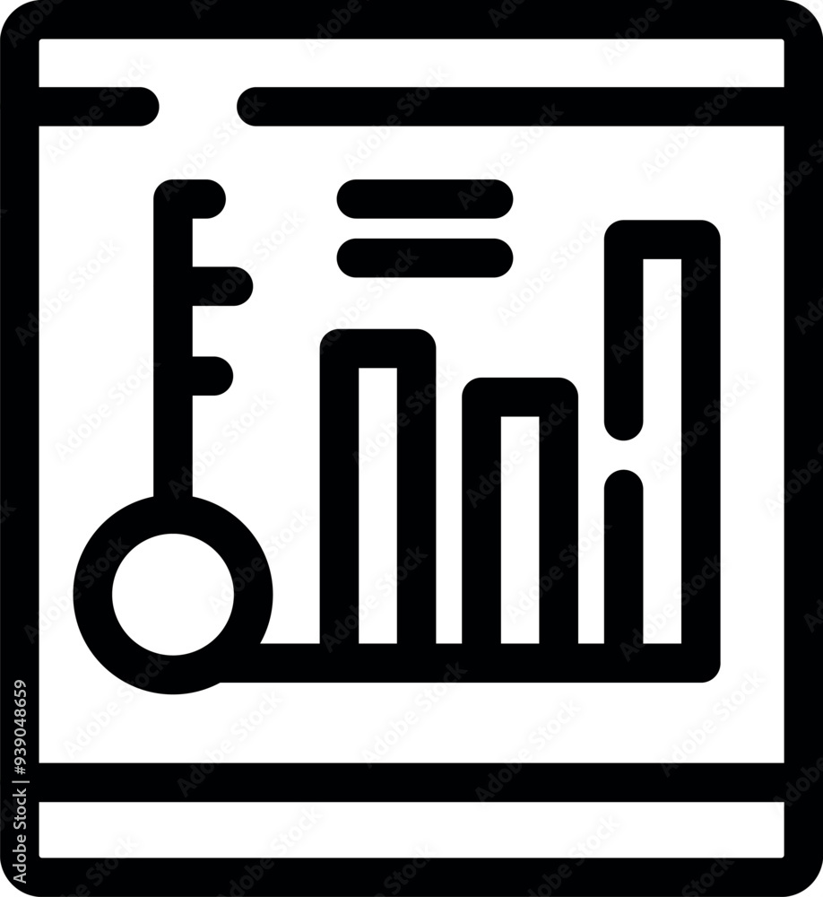 Poster simple icon of a weather app displaying temperature and bar graphs, perfect for representing weather