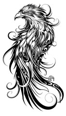 Fototapeta premium Tribal Condor Tattoo black and white illustration