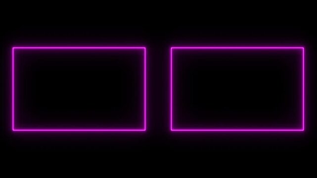 Seamless loop animation rectangles frame 4K video motion graphic. Animated borders frame glowing neon lights loop animation. Subscribe  template glowing neon rectangle border frame line animation. 