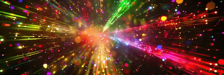 Fototapeta premium Luminous Dance of Particles: A slow-motion image of a laser light show, revealing the delicate movements of colored beams.
