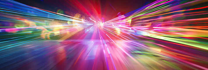 Luminous Dance of Particles: A slow-motion image of a laser light show, revealing the delicate movements of colored beams.