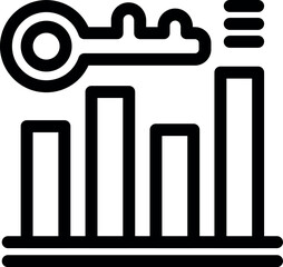 Key is unlocking potential growth on a bar chart, symbolizing business success
