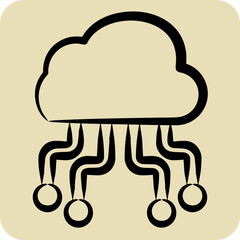 Icon Cloud Hosting. related to Network symbol. hand drawn style. simple illustration