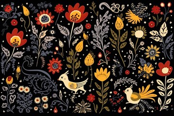 Whimsical abstract landscapes romantic, dreamy, elegant Vibrant Threads. Latin Tapestry. Colorful Woven Textile Background.