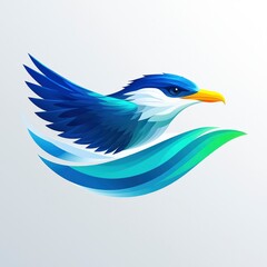 Naklejka premium Blue Bird Flying Over Water