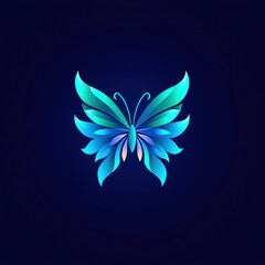 Fototapeta premium Blue Butterfly on a Dark Blue Background