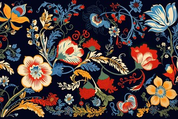 Textile Pattern Unique Floral and Animal Motifs