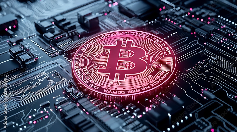 Aufkleber bitcoin circuit board design bitcoin graphic a vibrant graphic showcasing a prominent bitcoin symbol