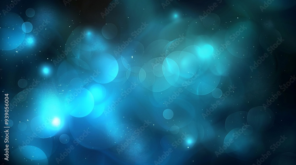 Poster blue bokeh background.