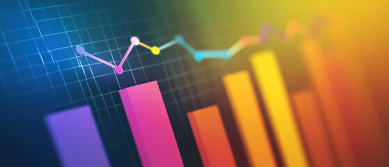 Colorful Bar Chart with Line Graph on Digital Screen