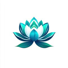 Blue and White Lotus Flower Illustration