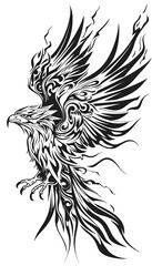 Obraz premium Tribal Hawk Tattoo black and white illustration