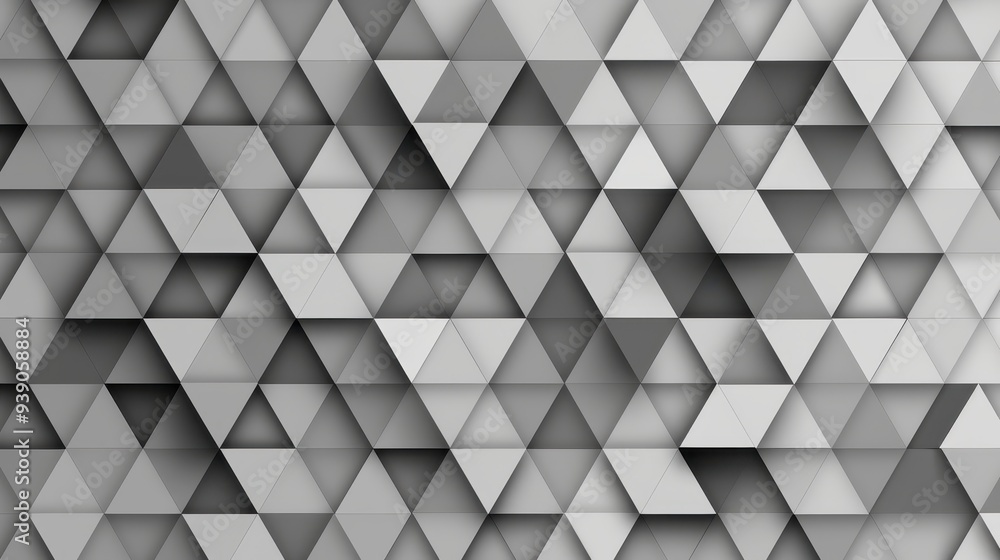 Poster grayscale geometric pattern consisting of various shades of gray, with a multitude of triangles in d