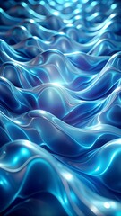 Obraz premium Abstract Modern Blue Fluid Patterns with Glowing Highlights