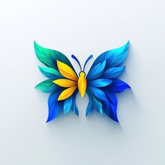 Fototapeta premium Papercut Butterfly with Blue and Yellow Wings
