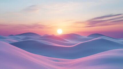 Sunset Over Snowy Hills.
