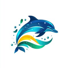 Obraz premium Abstract Dolphin with Colorful Tail