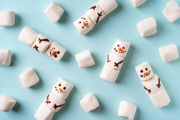 Snowmen marshmallow funny kids, christmas concept