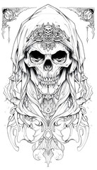 Obraz premium Tribal Lich Tattoo black and white illustration
