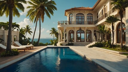 Fototapeta premium Palatial Paradise by the Ocean: Exclusive Luxury Living